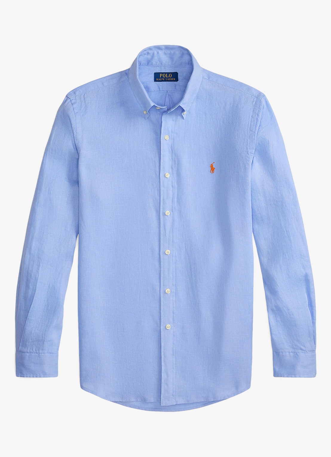 Ralph Lauren Custom Fit overhemd van linnen - voorkant austin blue / blauw
