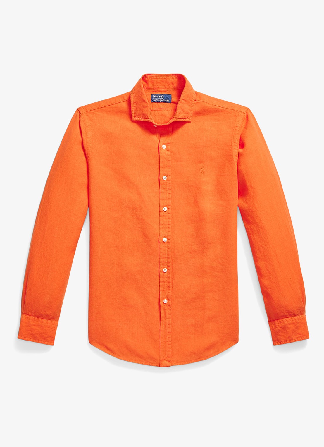Ralph Lauren Custom fit overhemd van linnen - voorkant 5 sailing orange-36ph