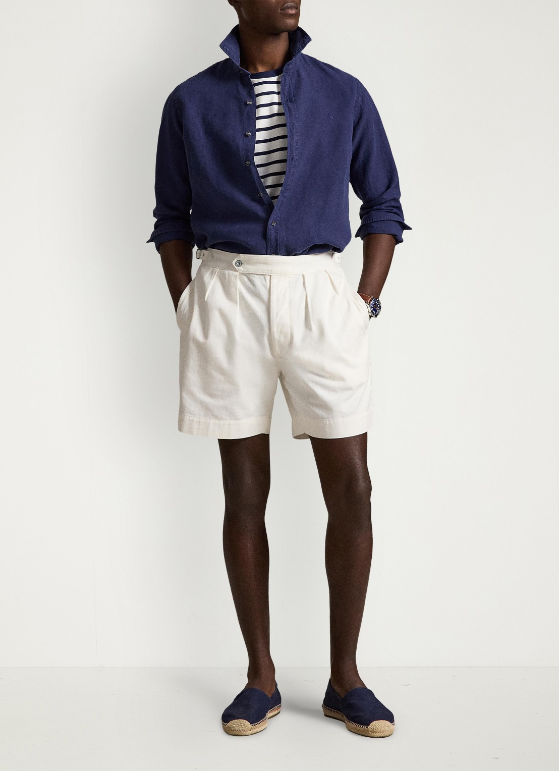 Ralph Lauren Custom fit overhemd van linnen - detail 2 newport navy / donkerblauw
