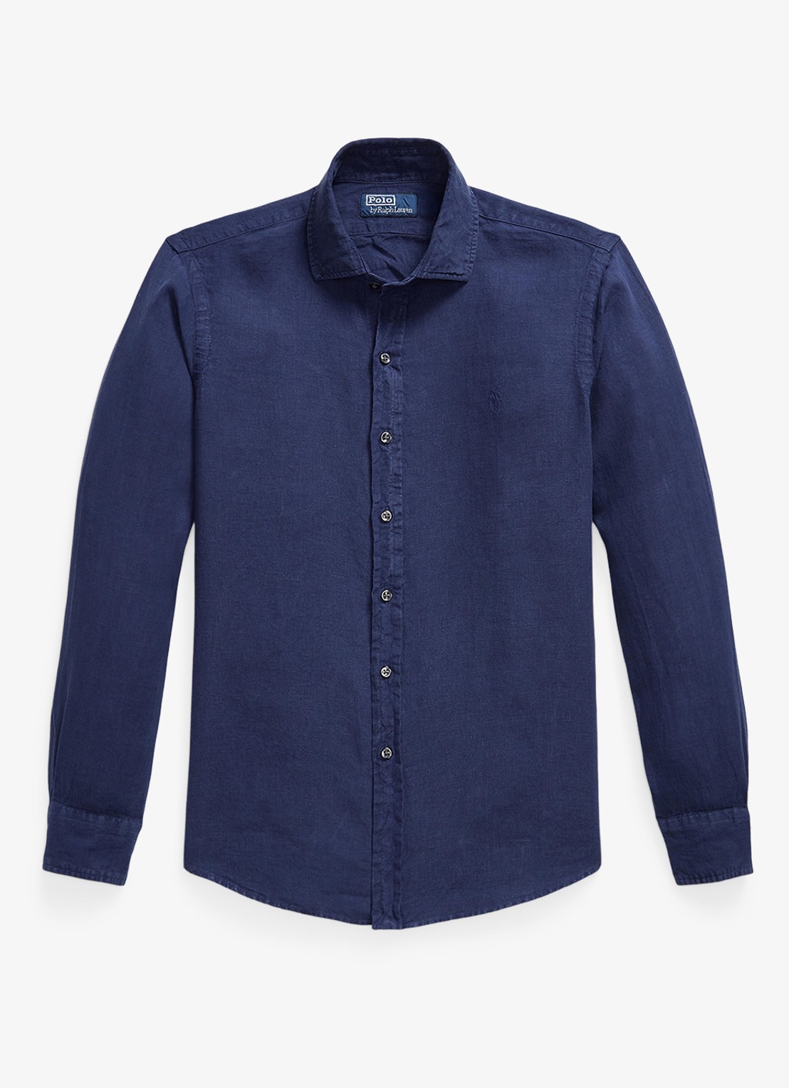 Ralph Lauren Custom fit overhemd van linnen - voorkant 6 newport navy / donkerblauw