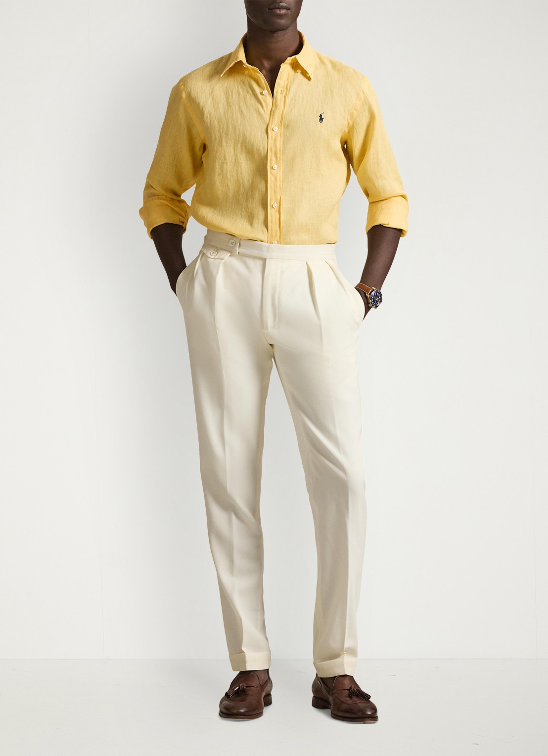 Ralph Lauren Custom Fit overhemd van linnen - voorkant 2 corn yellow-30rc