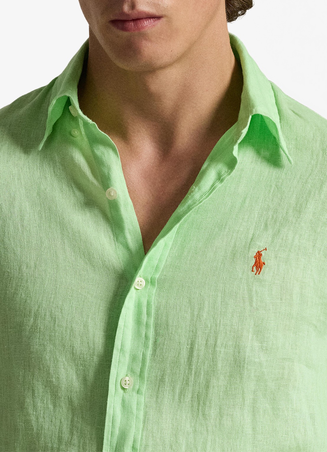 Ralph Lauren Custom Fit overhemd van linnen - detail 2 cruise lime