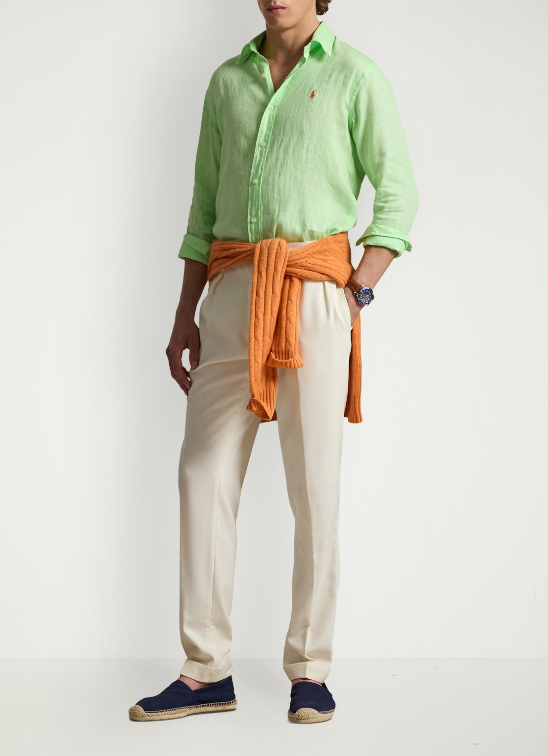 Ralph Lauren Custom Fit overhemd van linnen - voorkant 5 cruise lime