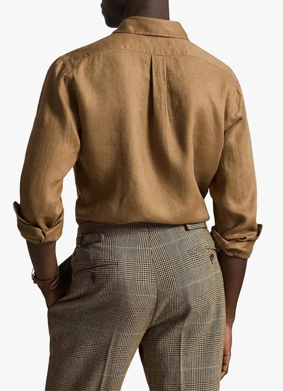 Ralph Lauren Custom Fit overhemd van linnen - achterkant 3 rl brown