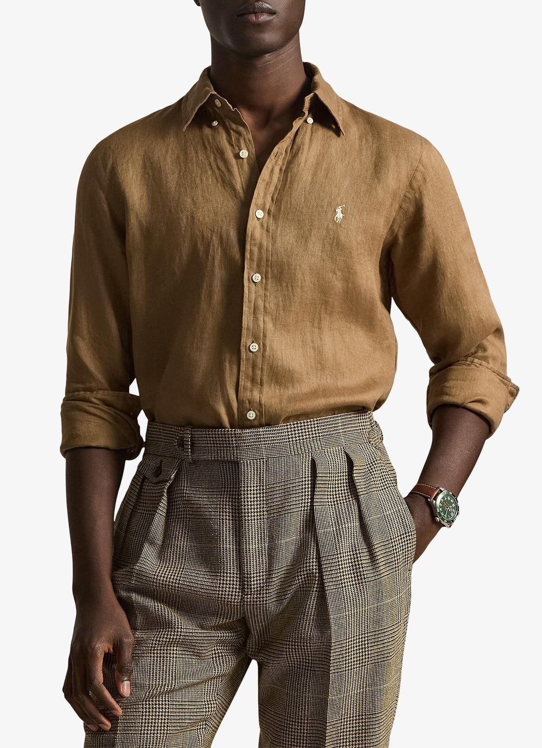 Ralph Lauren Custom Fit overhemd van linnen - detail 4 rl brown