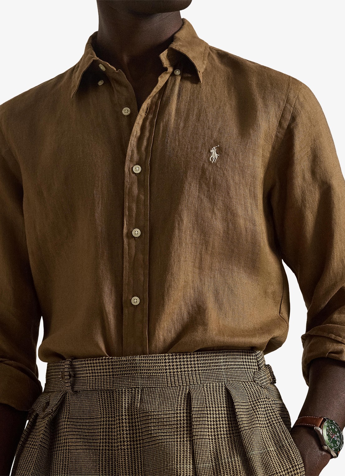 Ralph Lauren Custom Fit overhemd van linnen - detail 5 rl brown