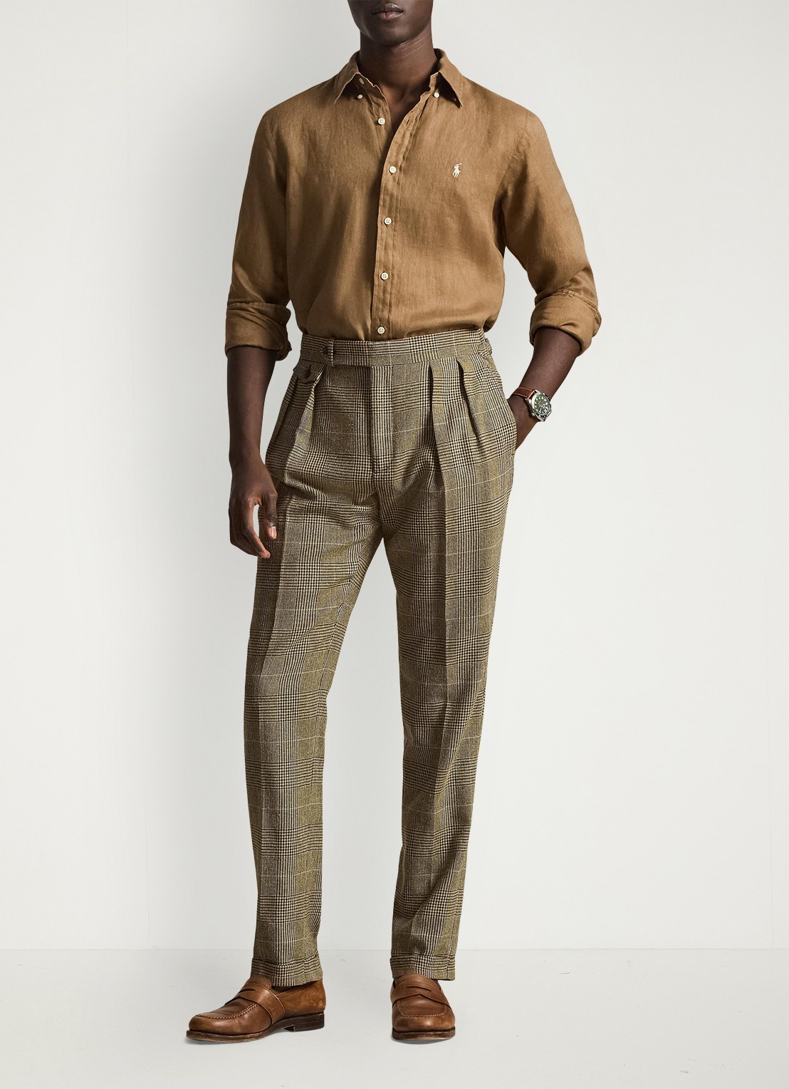 Ralph Lauren Custom Fit overhemd van linnen - voorkant 2 rl brown