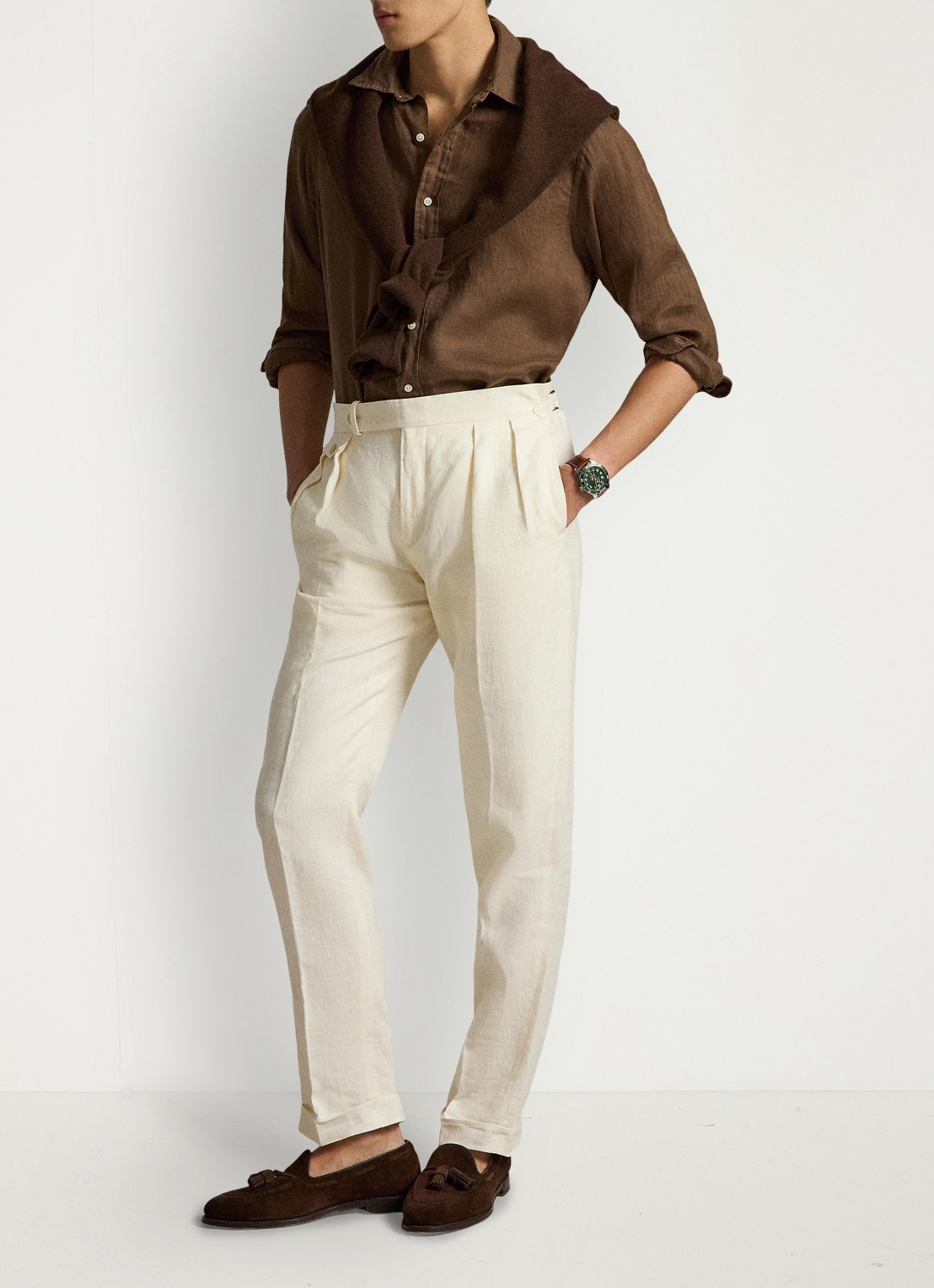 Ralph Lauren Custom Fit overhemd van linnen - detail 3 chestnut / lichtbruin