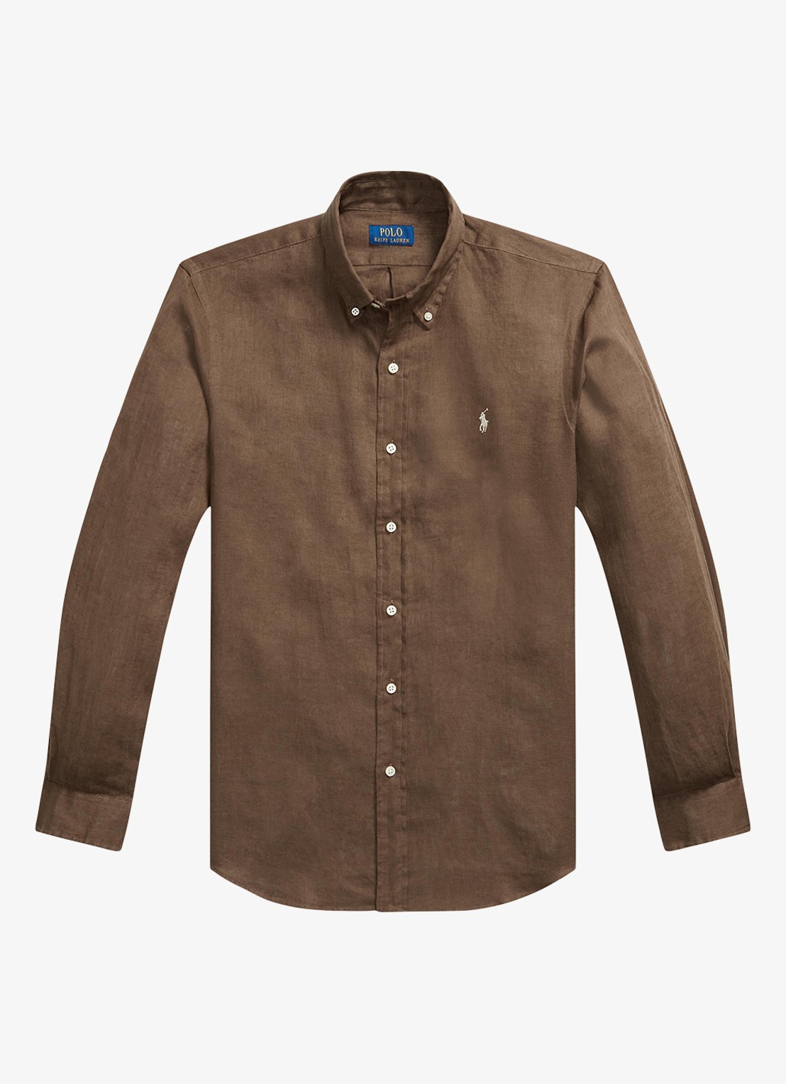 Ralph Lauren Custom Fit overhemd van linnen - voorkant 5 chestnut / lichtbruin