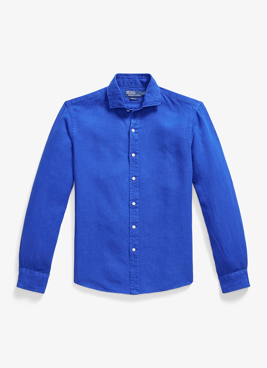 Ralph Lauren Custom fit overhemd van linnen - voorkant 2 pacific royal / kobaltblauw