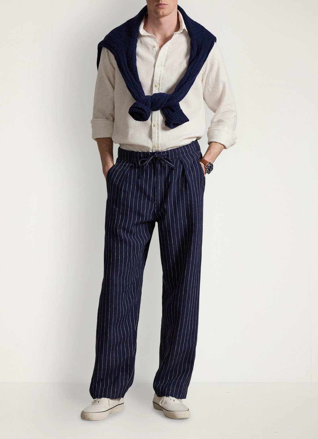Ralph Lauren Custom fit overhemd van linnen - detail 2 deckwash white / wit