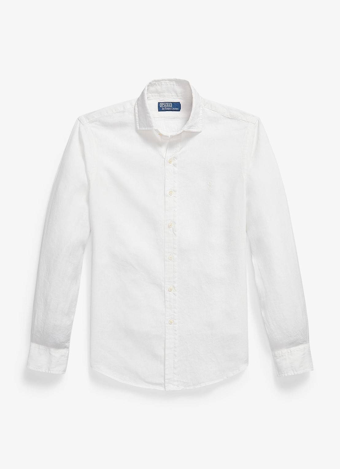 Ralph Lauren Custom fit overhemd van linnen - voorkant 5 deckwash white / wit