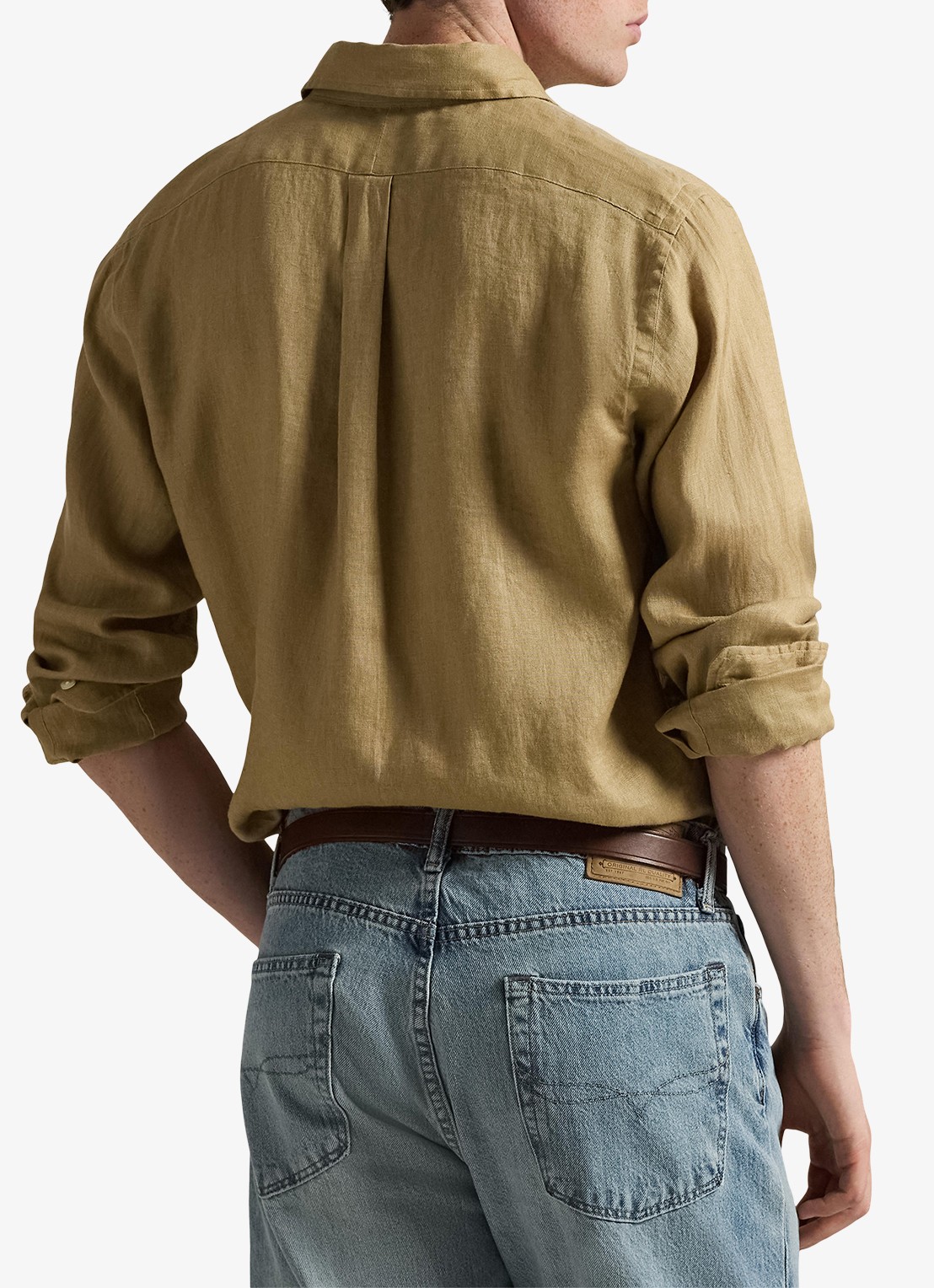 Ralph Lauren Custom Fit overhemd van linnen - achterkant cafe tan-2x6t