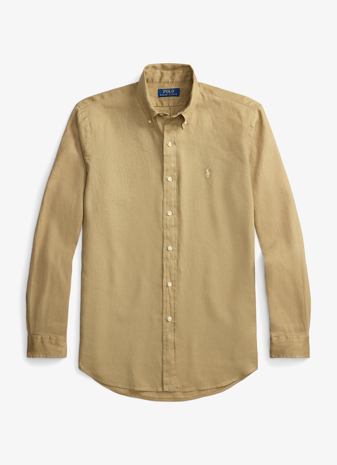 Ralph Lauren Custom Fit overhemd van linnen - voorkant 5 cafe tan-2x6t