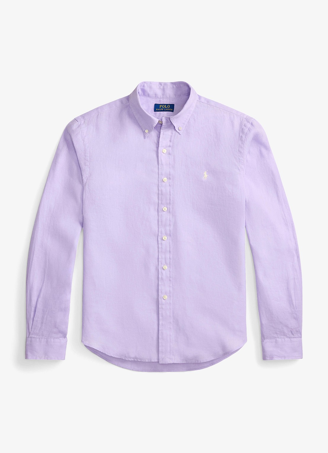 Ralph Lauren Custom Fit overhemd van linnen - voorkant powder purple/cream pp-zy4d