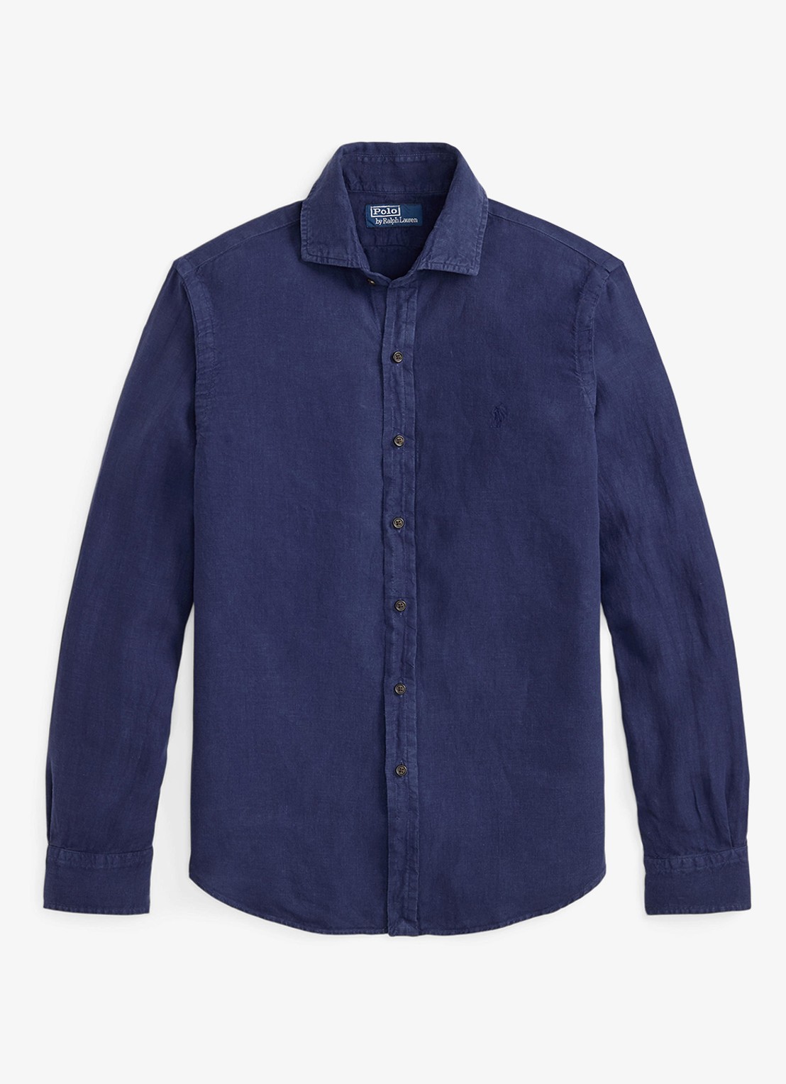 Ralph Lauren Custom fit overhemd van linnen - voorkant 4 newport navy / donkerblauw