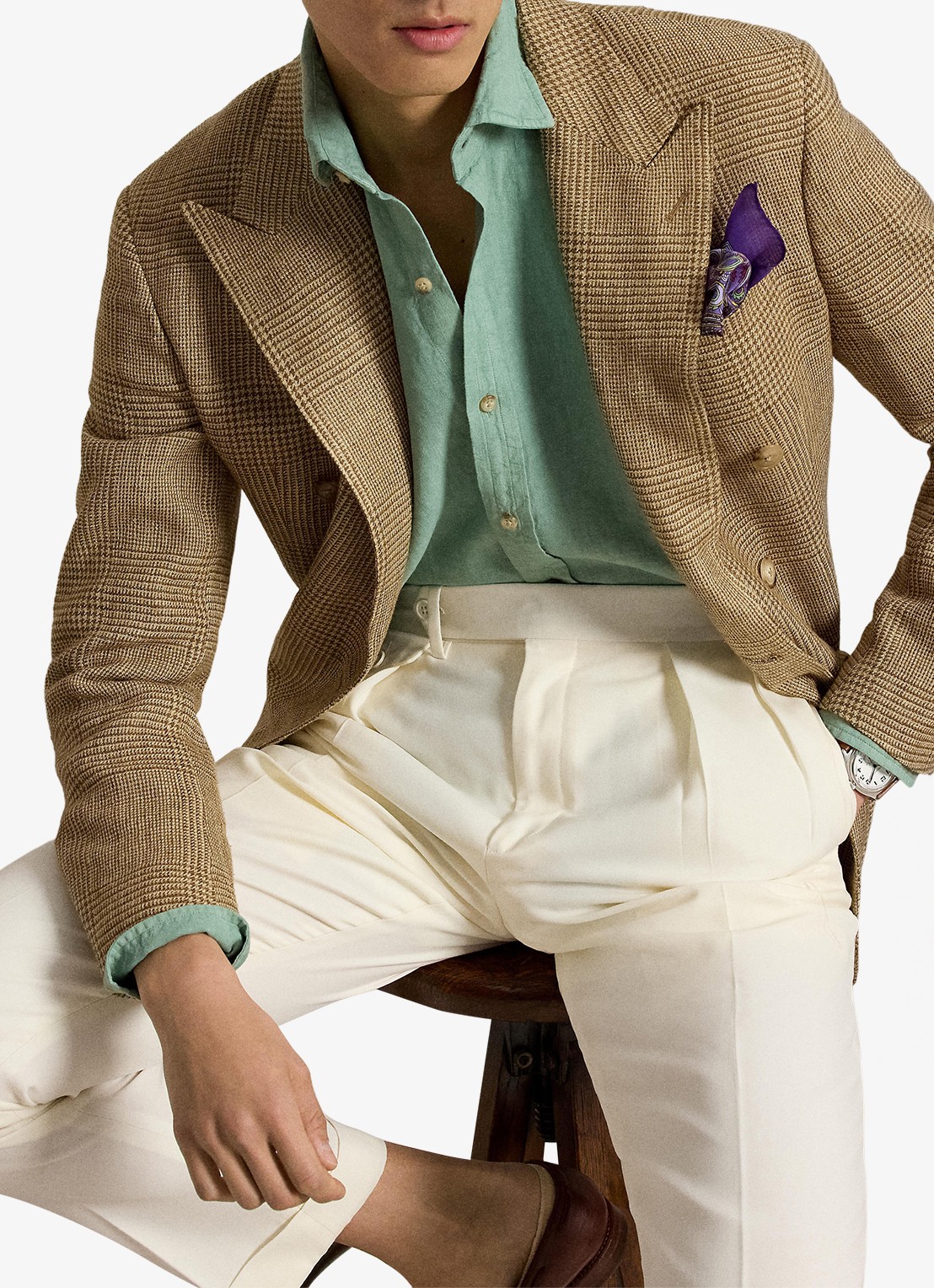 Ralph Lauren Custom fit overhemd van linnen - detail 4 faded mint-31r6