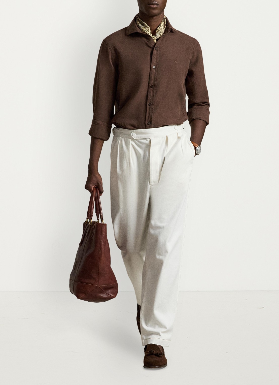 Ralph Lauren Custom fit overhemd van linnen - detail 4 nutmeg brwn / bruin