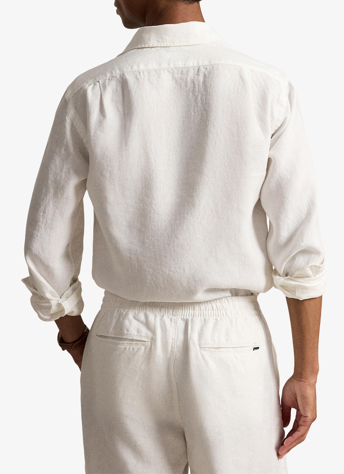 Ralph Lauren Custom fit overhemd van linnen - achterkant ceramic white / wit