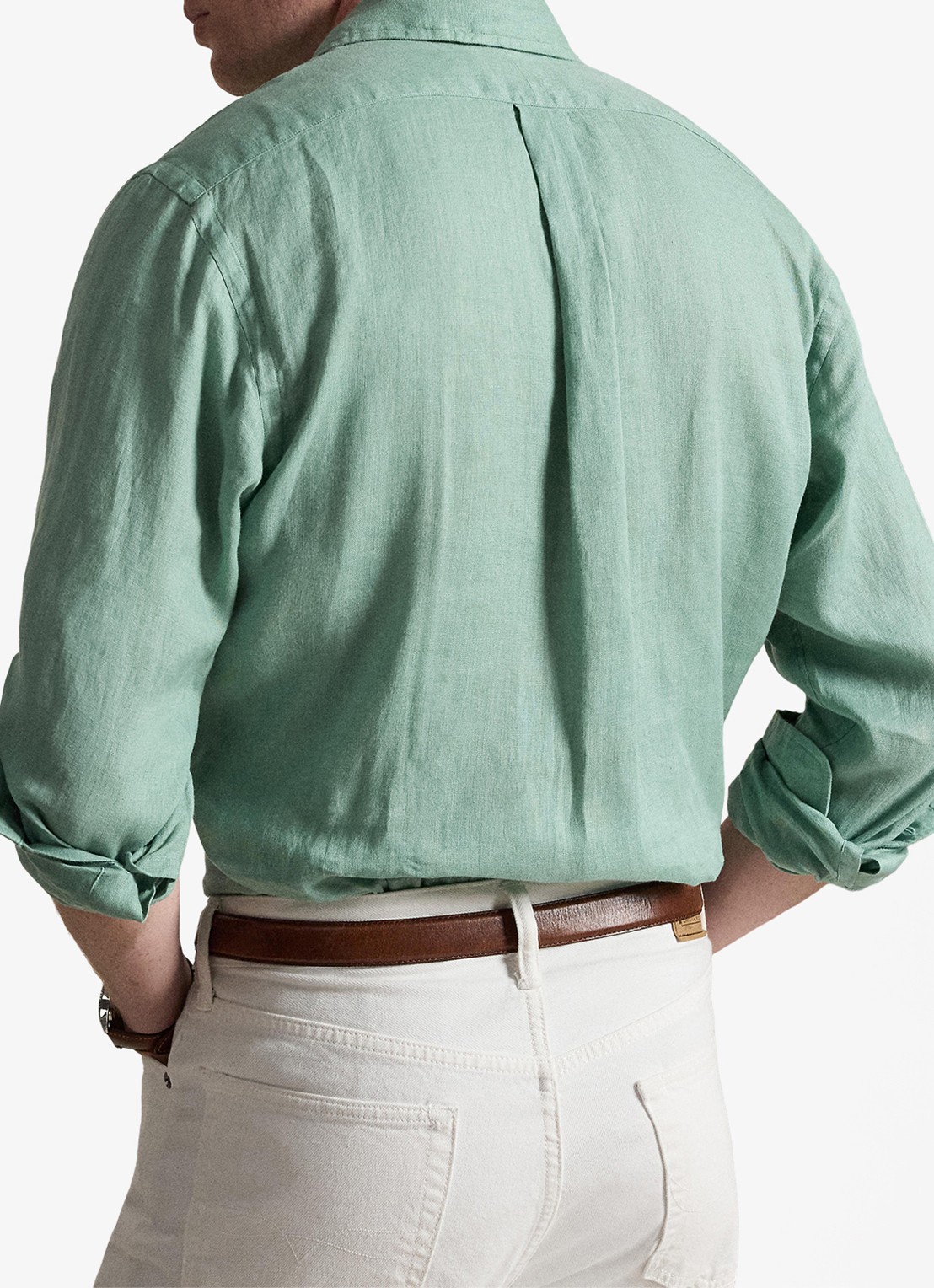 Ralph Lauren Custom Fit overhemd van linnen - achterkant 3 faded mint-31r6