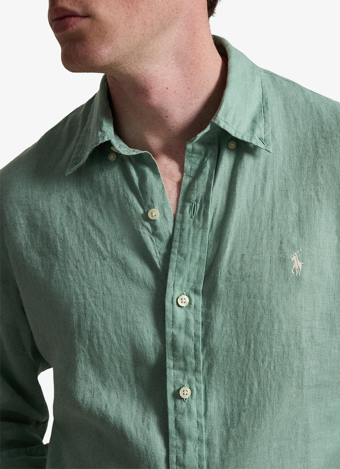 Ralph Lauren Custom Fit overhemd van linnen - detail 2 faded mint-31r6