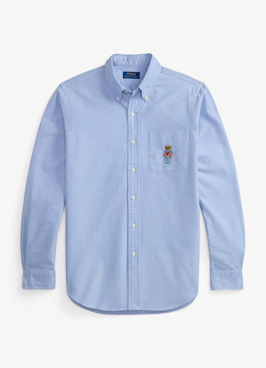 Ralph Lauren Custom fit Oxford overhemd met borduring - voorkant lichtblauw
