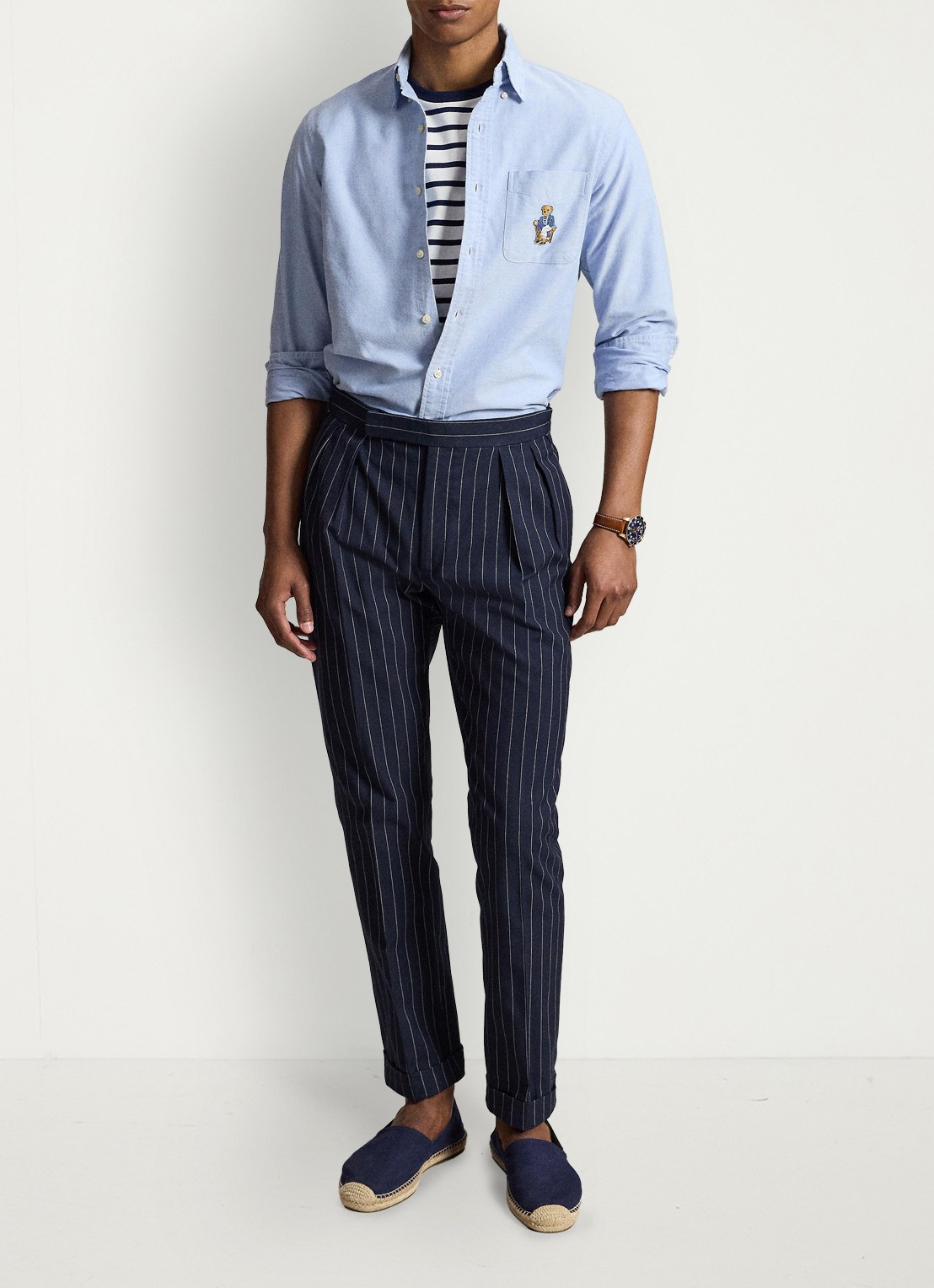 Ralph Lauren Custom fit Oxford overhemd met borduring - voorkant 4 7311 bsr blue / blauw