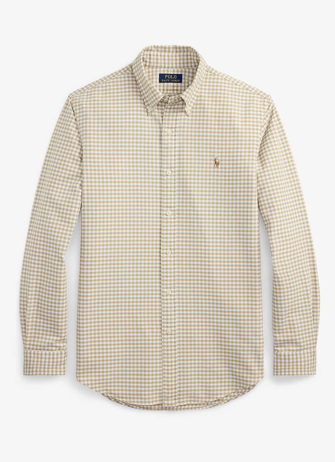 Ralph Lauren Custom fit Oxford overhemd met ruitdessin - voorkant 4 coastal beige/white / beige
