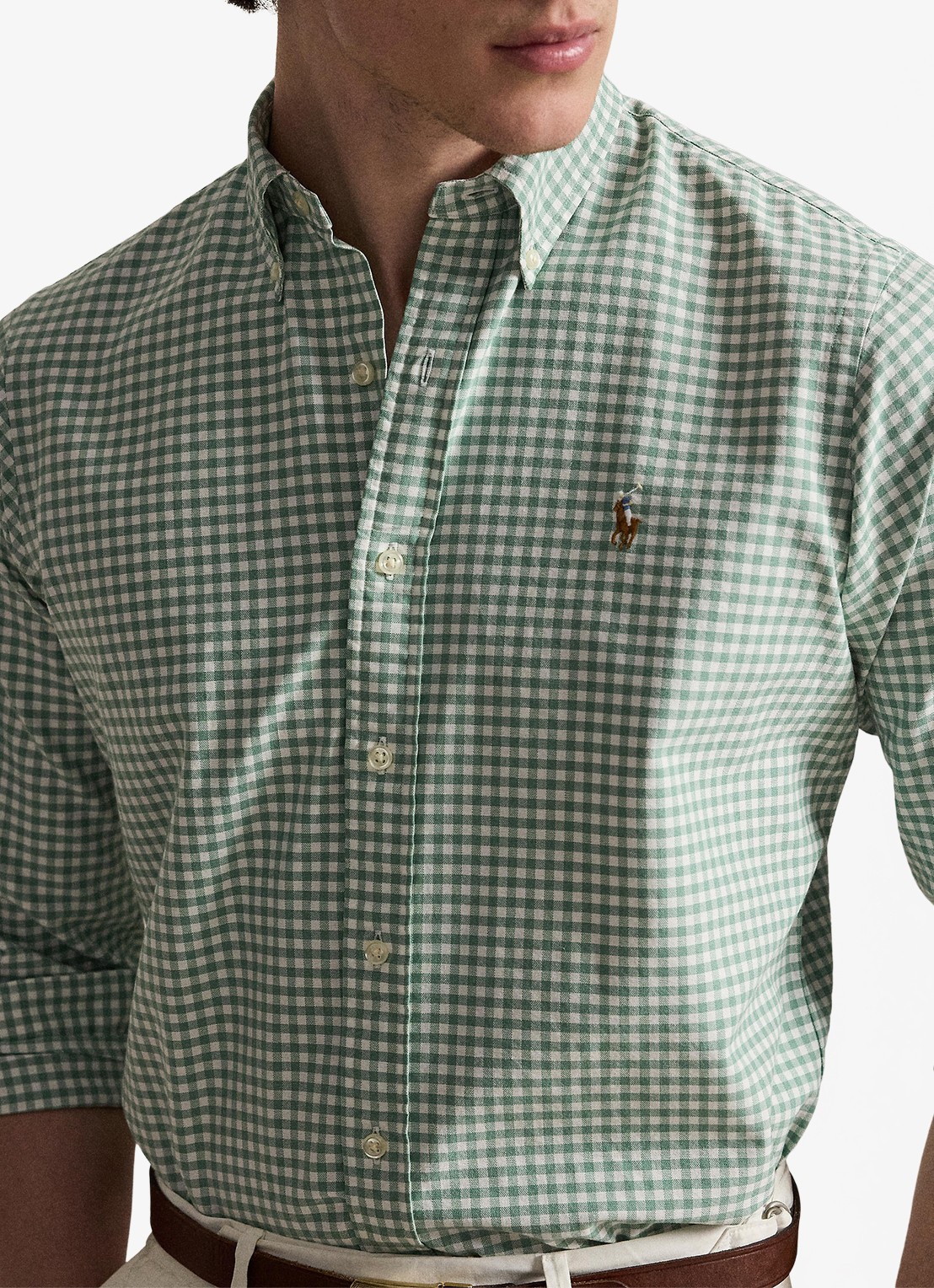 Ralph Lauren Custom fit Oxford overhemd met ruitdessin - detail 3 faded mint/white / mint