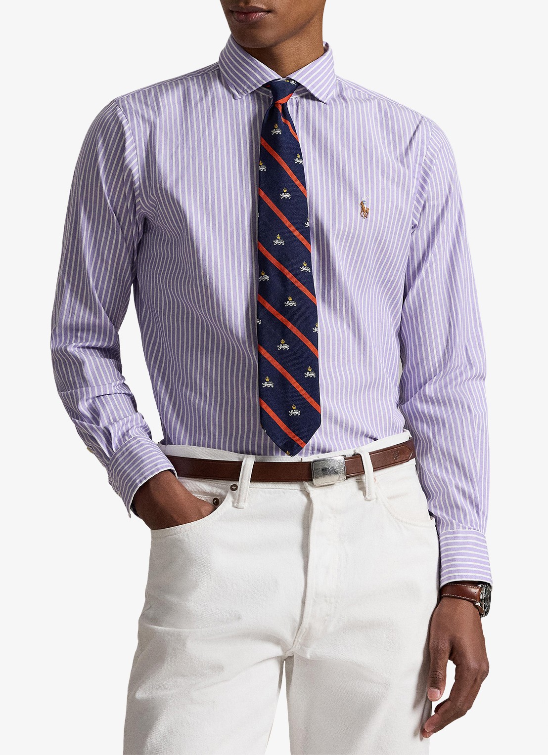 Ralph Lauren Custom fit Oxford overhemd met streepprint - detail 2 7106c lavender white / lavendel