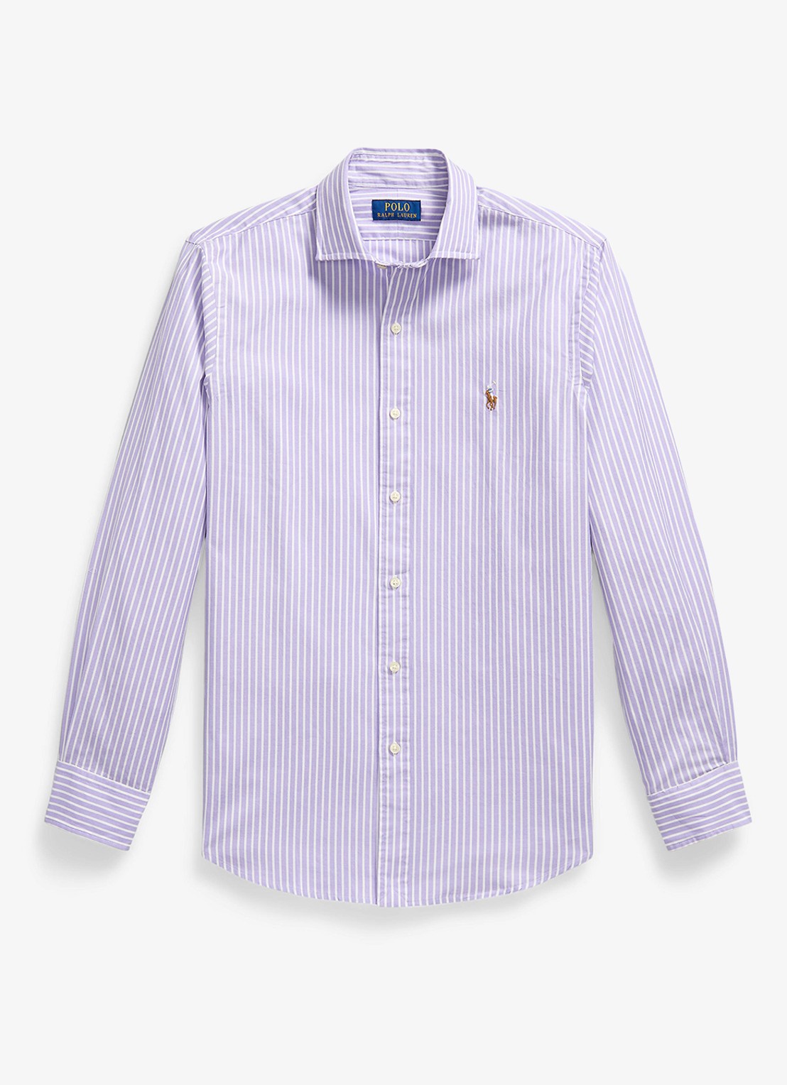 Ralph Lauren Custom fit Oxford overhemd met streepprint - voorkant 7106c lavender white / lavendel