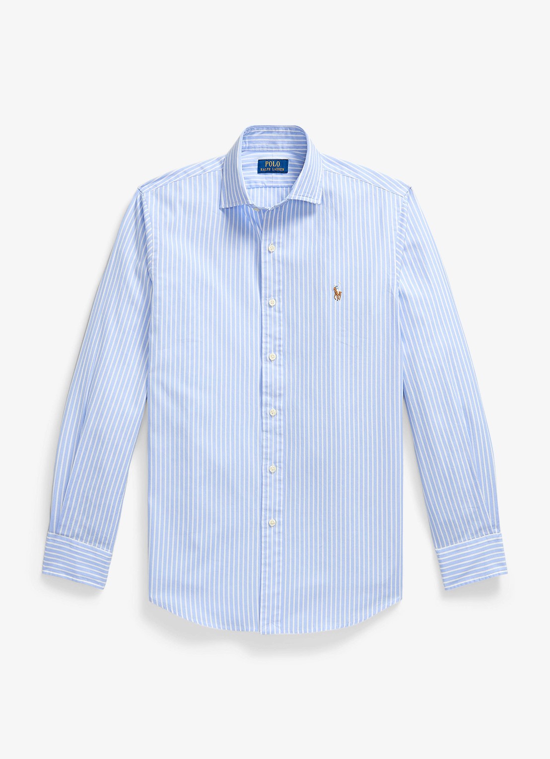 Ralph Lauren Custom fit Oxford overhemd met streepprint - voorkant 7106a blue white / blauw