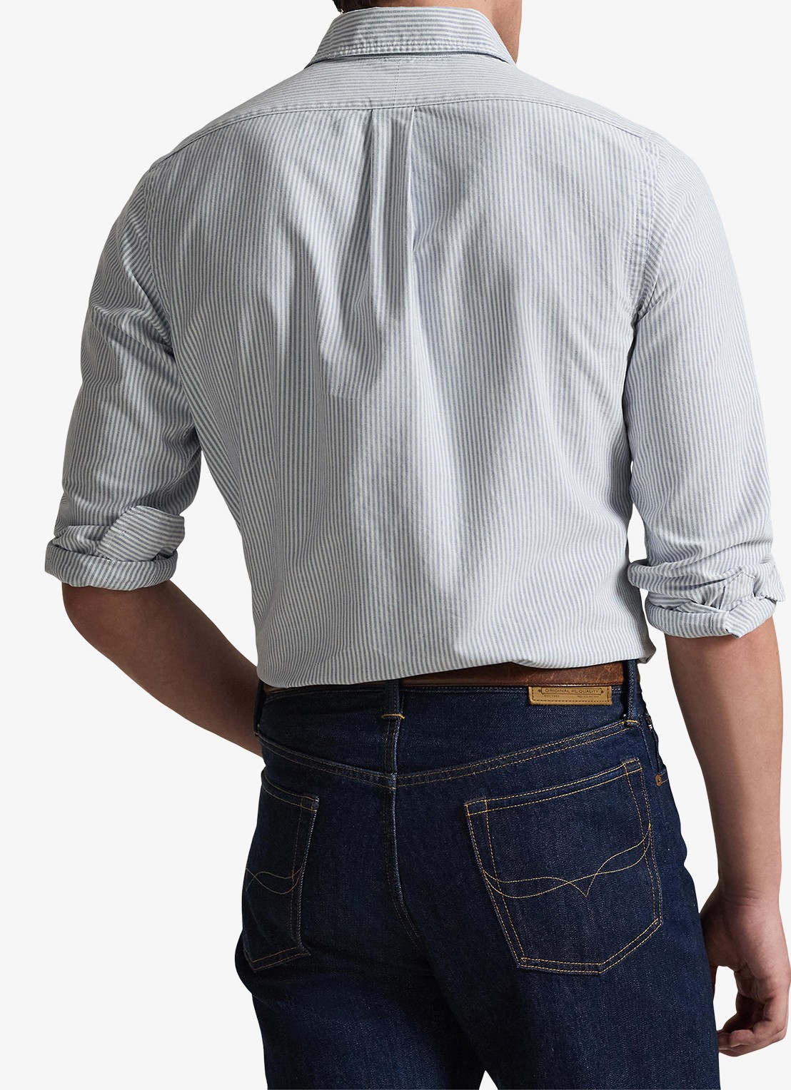 Ralph Lauren Custom fit Oxford overhemd met streepprint - achterkant 5 6636a navy white-zyeg