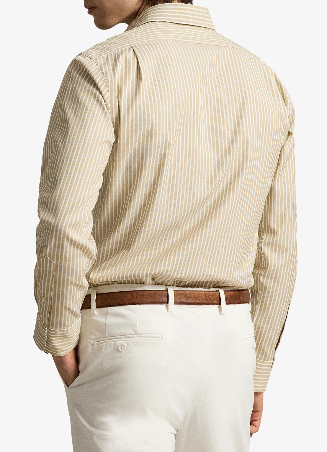 Ralph Lauren Custom fit Oxford overhemd met streepprint - achterkant 6 7106d coastal beige white / beige