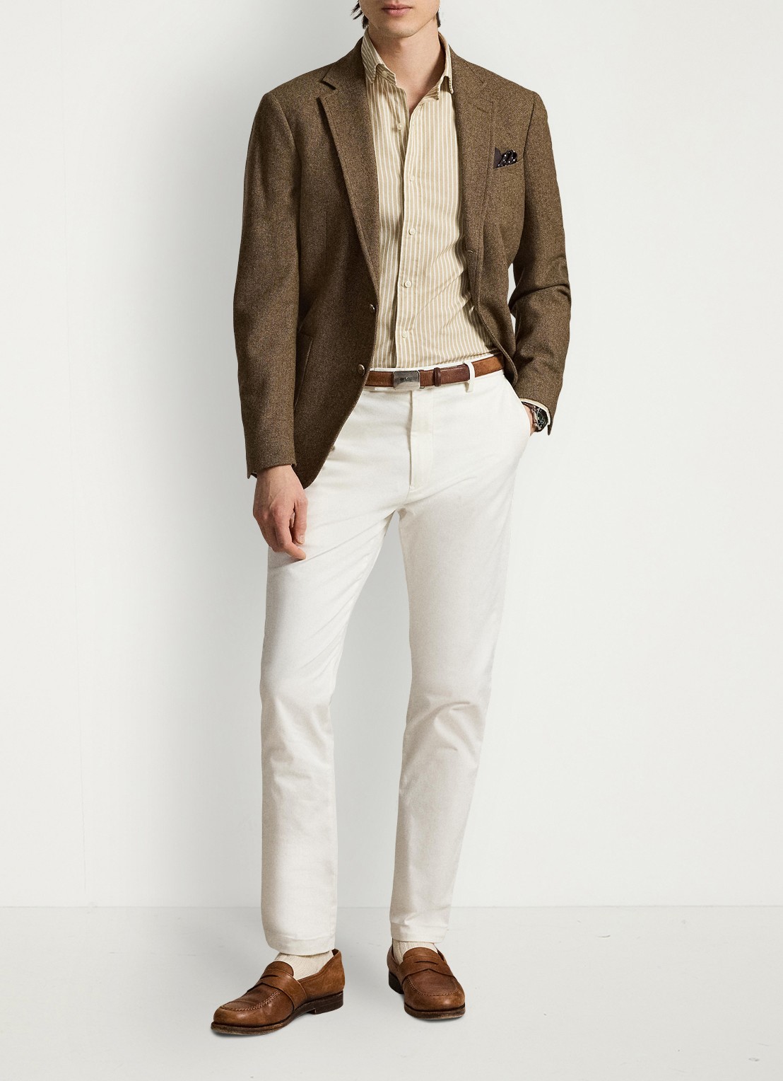 Ralph Lauren Custom fit Oxford overhemd met streepprint - detail 3 7106d coastal beige white / beige