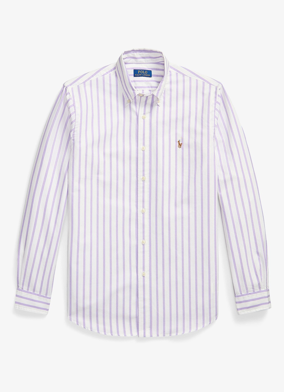 Ralph Lauren Custom fit Oxford overhemd met streepprint - voorkant thistle white / paars