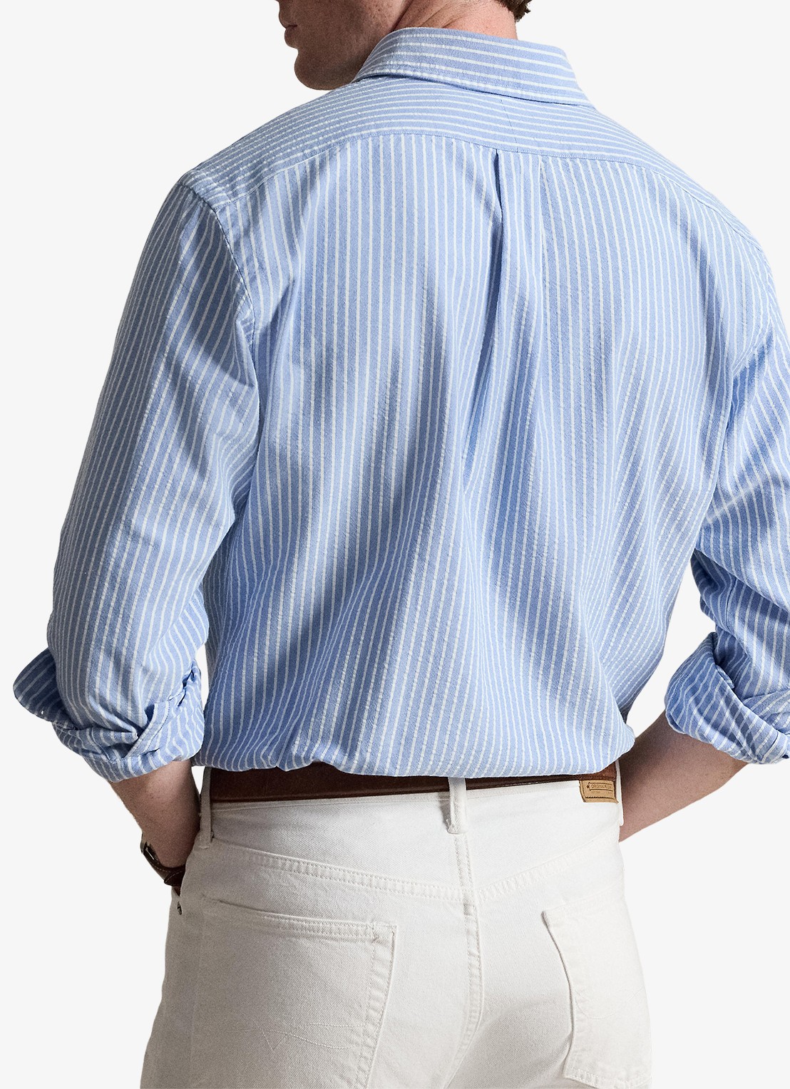Ralph Lauren Custom fit Oxford overhemd met streepprint - achterkant 3 blue white / blauw
