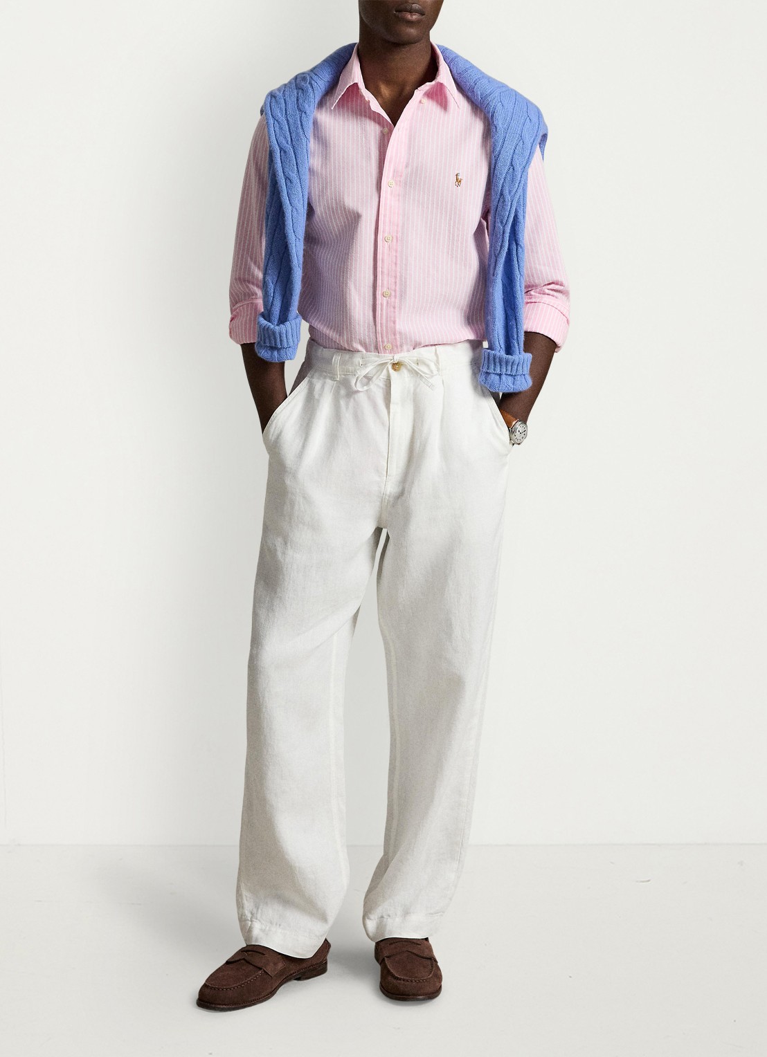 Ralph Lauren Custom fit Oxford overhemd met streepprint - detail 4 new rose white / roze