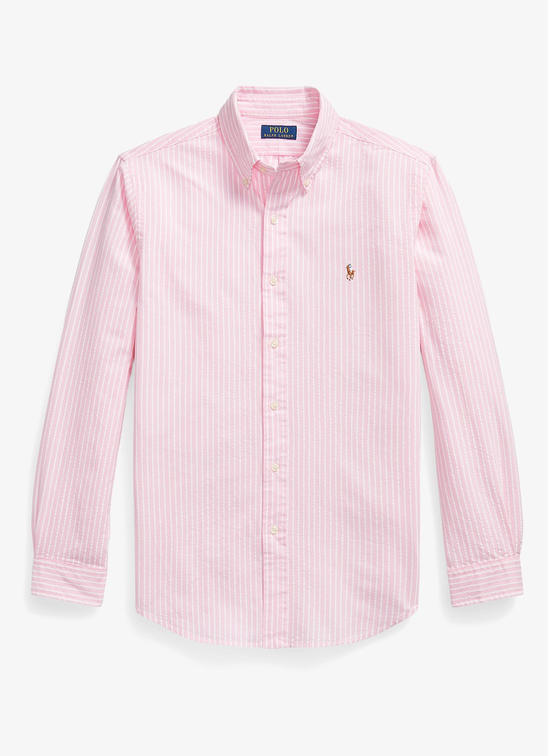 Ralph Lauren Custom fit Oxford overhemd met streepprint - voorkant new rose white / roze