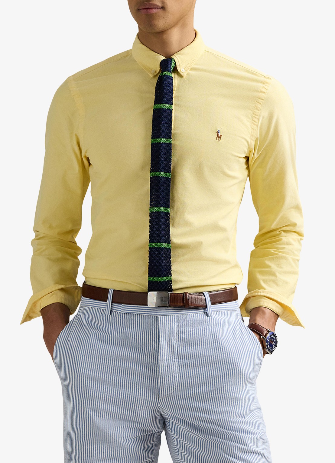 Ralph Lauren Custom fit Oxford overhemd - detail 2 geel oxford / geel