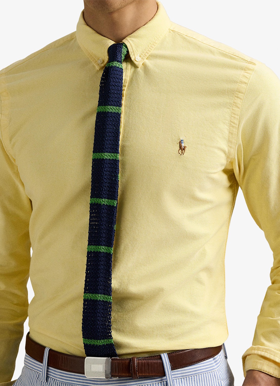 Ralph Lauren Custom fit Oxford overhemd - detail 3 geel oxford / geel