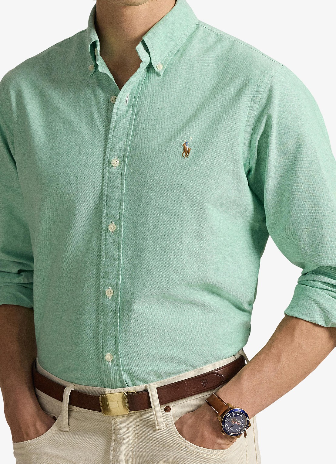 Ralph Lauren Custom fit Oxford overhemd - detail 5 summer emerald / groen