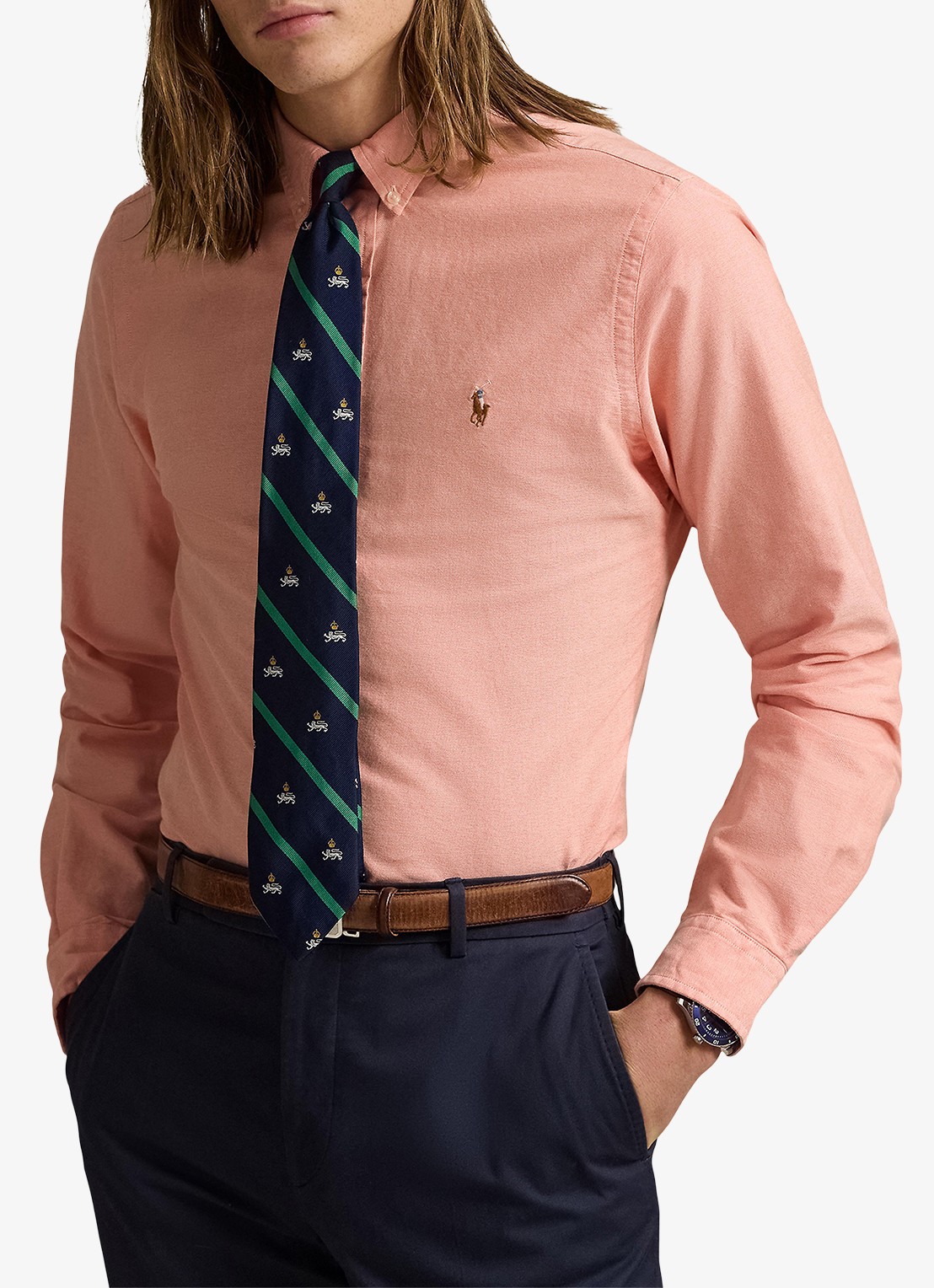 Ralph Lauren Custom fit Oxford overhemd - detail 3 kona orange 32ea / oranje