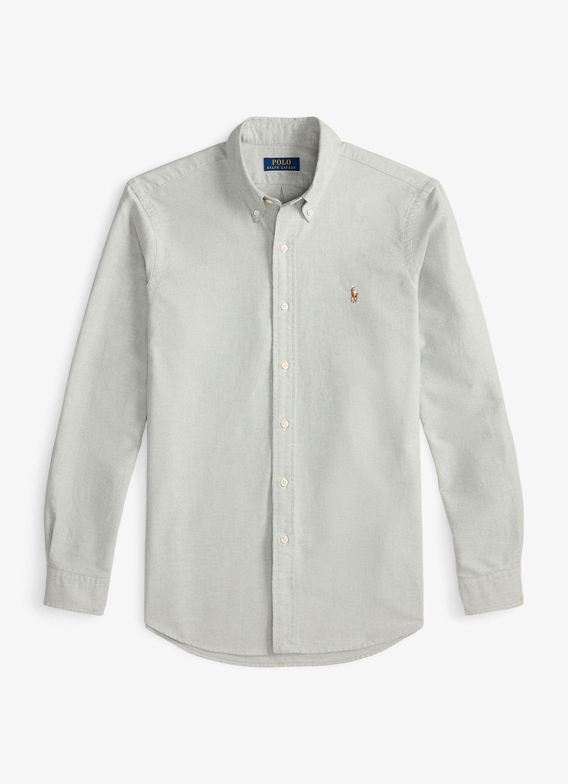 Ralph Lauren Custom fit Oxford overhemd - voorkant 4 lichtgrijs