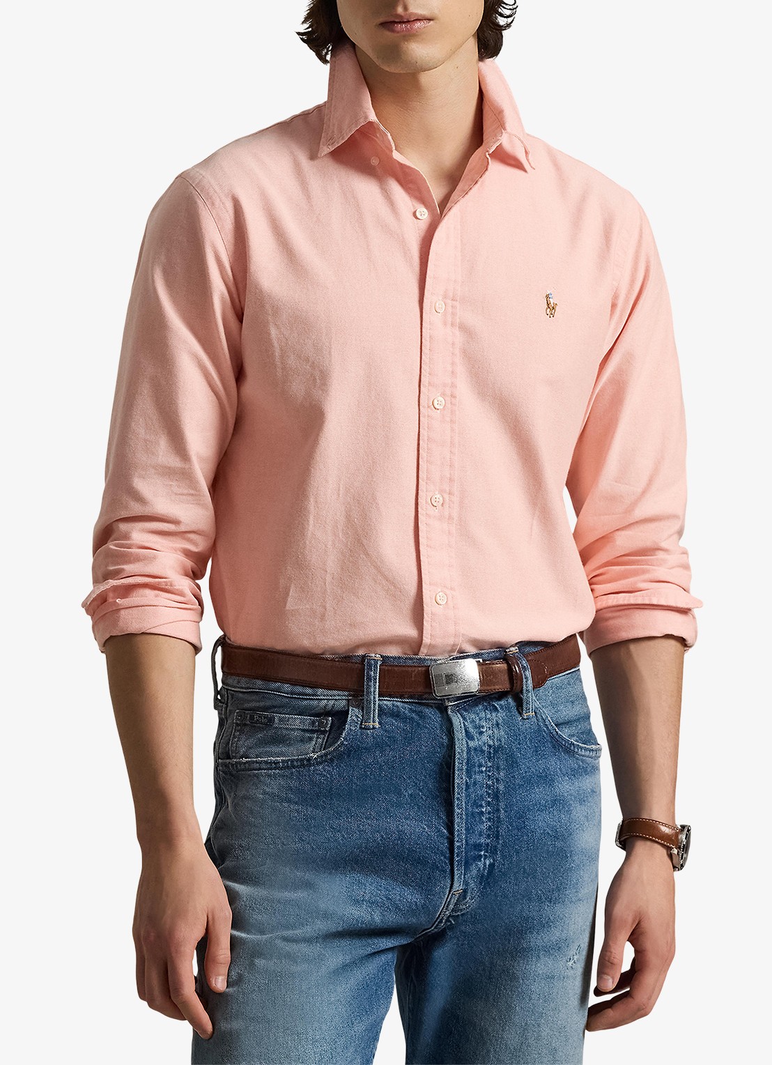 Ralph Lauren Custom fit Oxford overhemd - detail 4 peach