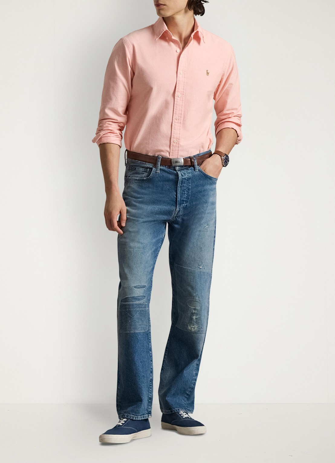 Ralph Lauren Custom fit Oxford overhemd - voorkant 3 peach