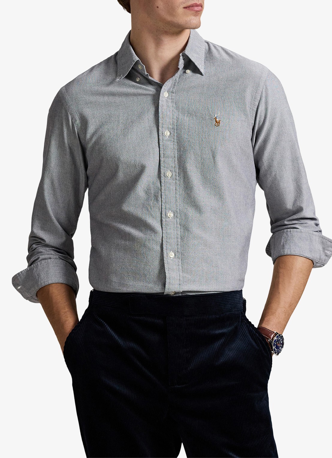 Ralph Lauren Custom fit Oxford overhemd - detail 4 slate
