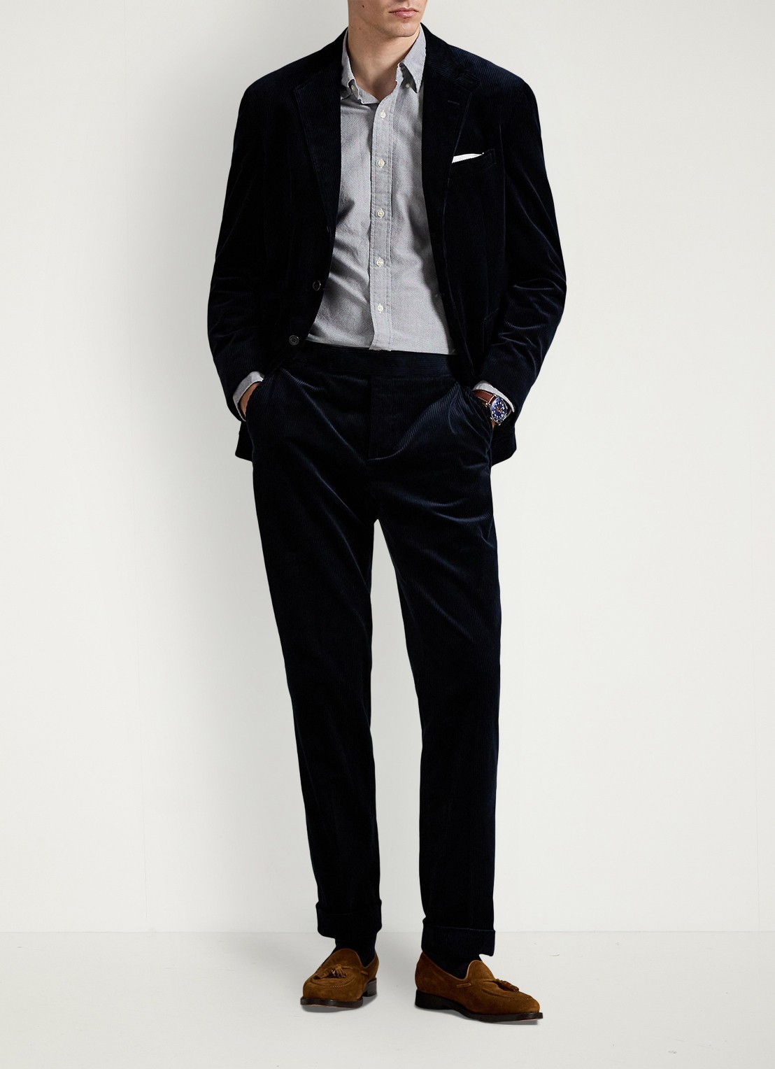 Ralph Lauren Custom fit Oxford overhemd - voorkant 3 slate