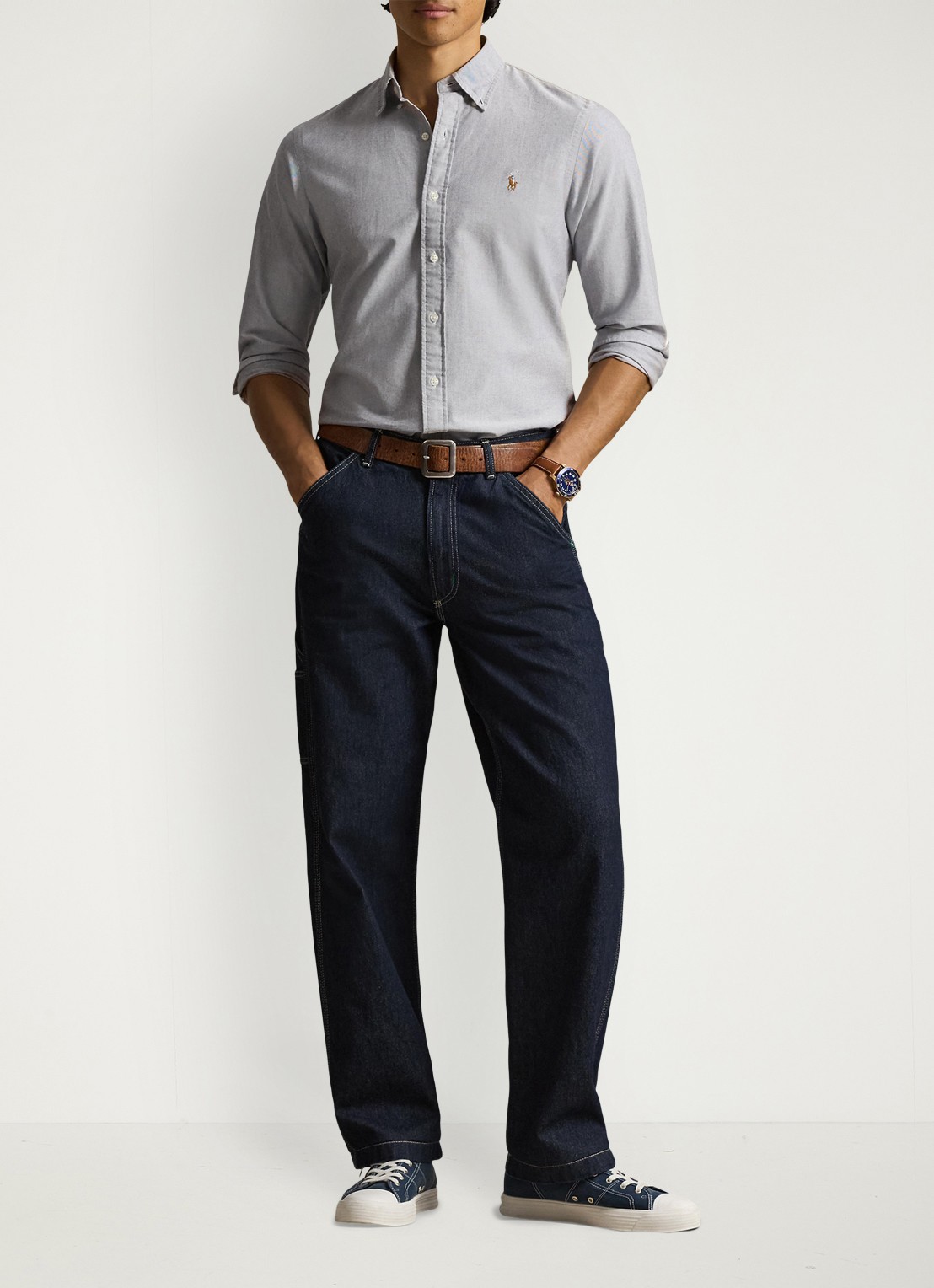 Ralph Lauren Custom fit Oxford overhemd - voorkant 5 navy