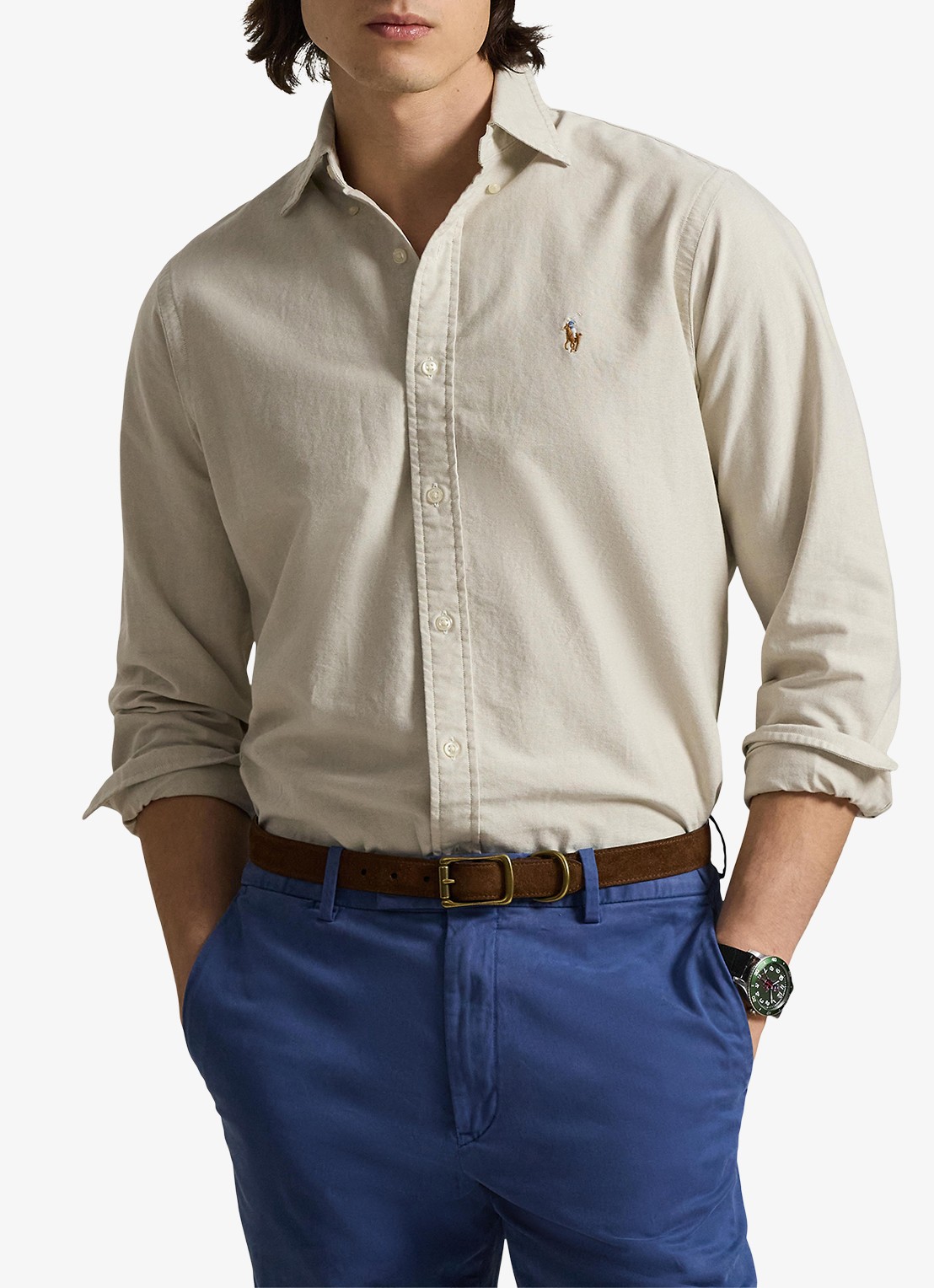 Ralph Lauren Custom fit Oxford overhemd - detail 4 coastal beige / beige